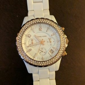 Micheal Kors white and rose gold acetate watch